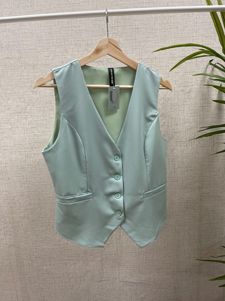 Chaleco Lino Menta - Imagen 3