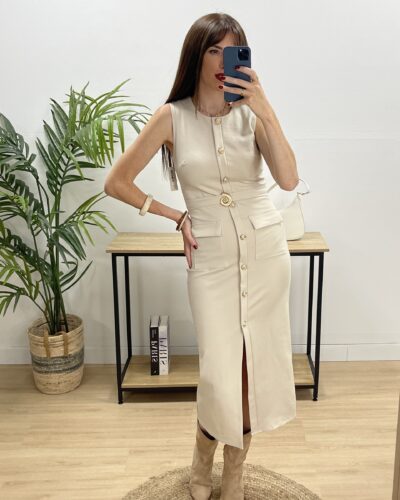 Vestido Midi Stretch Cinturon