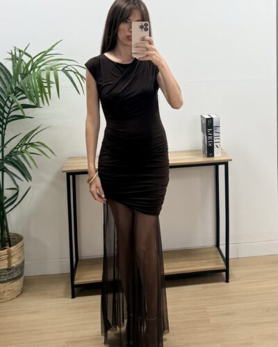 Vestido Drapeado Combinado